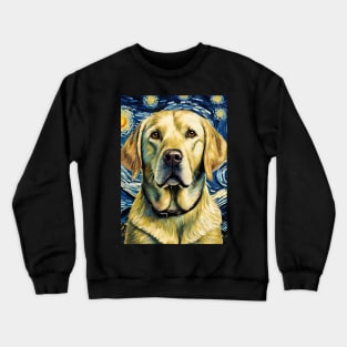 Labrador Retriever Dog Breed in a Van Gogh Starry Night Art Style Crewneck Sweatshirt